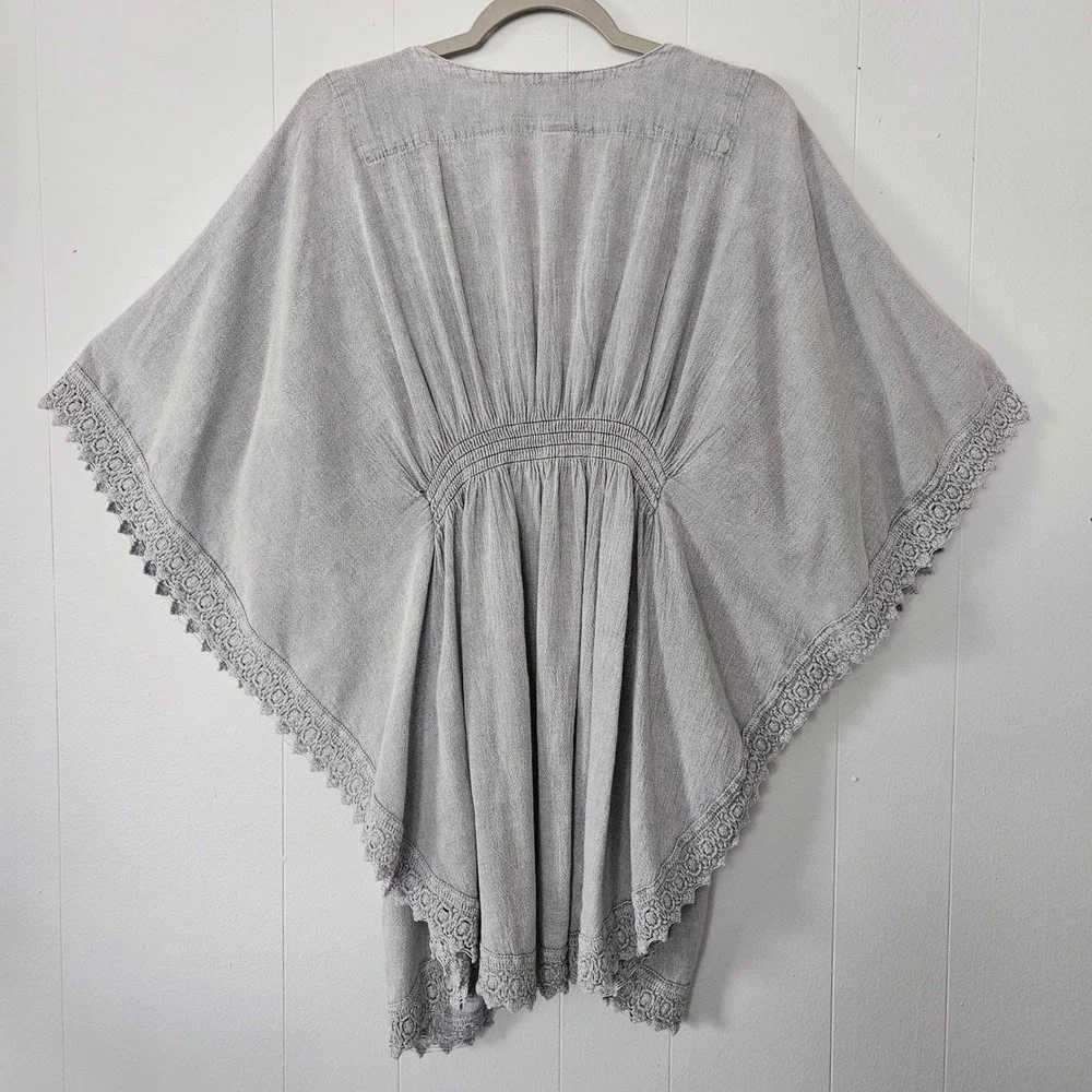 Crochet Tunic Beach Cover Up Women L Boho Kaftan Cotton - Picture 3 of 7